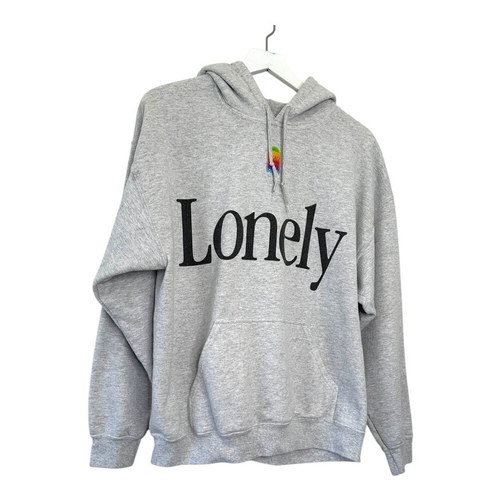 Lonely Ghost The Apple Gray Hoodie Sweatshirt Size Large